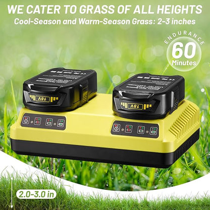 Remote Control Lawn Mower, Battery Powered Rc Lawn Mower, Cut Height 2.0"-3.0", 40% Slope, Remote Control with Adjustable Speeds, 100% Electric All-Wheel Drive