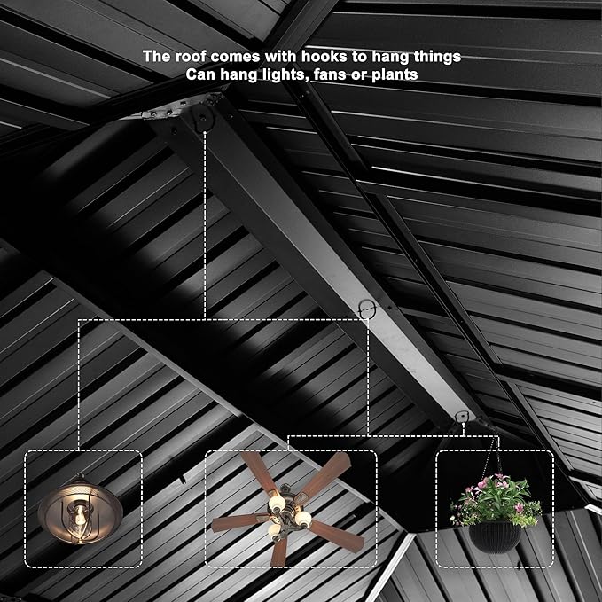 PURPLE LEAF 12' X 20' Large Gazebo Aluminum Galvanized Steel Double Roof for Patio Lawn and Garden Outdoor Gazebo Grey