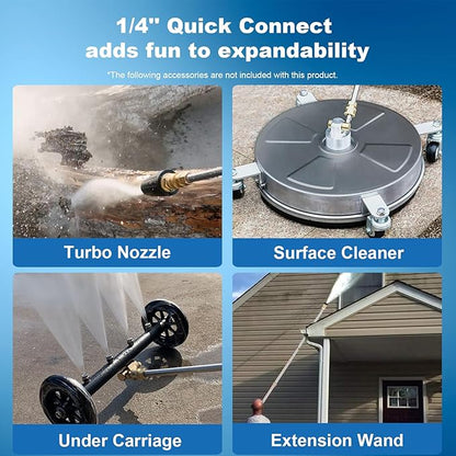 5000PSI Pressure Washer 4.0GPM High Power Washer with M22-14mm Pressure Hose 33FT,Powerwashers with 1/4" QC Compatible Surface Cleaner, 5 Nozzle and Soap Bottle for Home,Car,Patio (Blue)