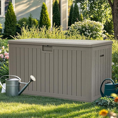 YITAHOME 200 Gallon Double-Wall Deck Box with Divider & Side Handles, Outdoor Large Storage for Patio Furniture Cushions, Garden Pool Accessories, Water Resistant & Lockable