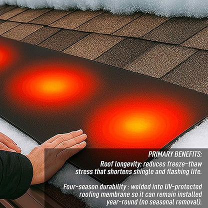 RHS Roof & Valley Snow Melting Mats – Ice Dam Prevention, American-Made, Black, Melts 2” Snow/Hour (15’ x 13”)