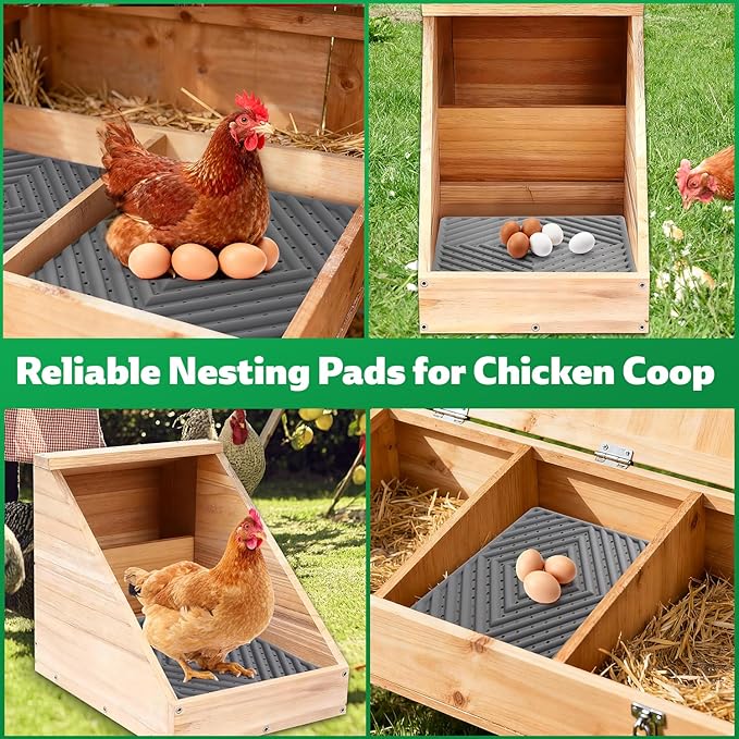 Chicken Nesting Pads for Chicken Coop, Washable Laying Pads for Nesting Box, Reusable Hen Nesting Box Pads for Coop Bedding, Soft Silicone Material, Easy to Clean, 12" x 12", Grey, 5 Pack