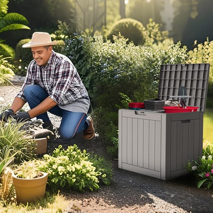 22 Gallon Outdoor Storage Box, Deck Box Waterproof, Resin Outside Storage, Storage Bin for Package Delivery, Patio Furniture Cushion, Pool Accessories, Weatherproof and UV Resistant