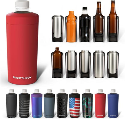Frost Buddy XL Can Cooler - Fits 12/16/20/24 oz Cans & Bottles (Crimson) | Keeps drinks chilled 12+ hrs | No sweat, no condensation | Fits slim & standard cans