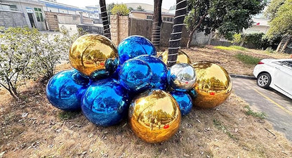 Big Shiny Balls Giant Inflatable Mirror Balls for Events & Decor - Party, Advertising, Shows, Stage Decoration - Hanging & Standing-Various Sizes & Colors - Blue (1.5m/4.92ft)