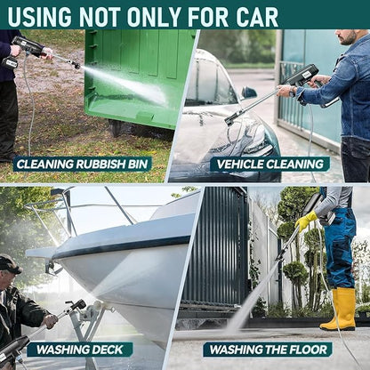 Portable Cordless Pressure Washer |3 Gear LCD Brushless|-Handheld Battery Powered Power Washer with 2 4.0AH Batteries and Fast Charger, 180° Swivel & 6-in-1 Spraying Nozzle.for Cars, Home
