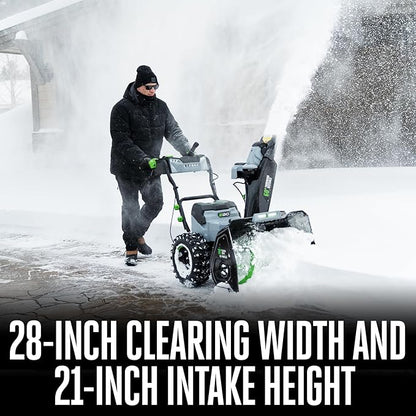 EGO Power+ 28" Electric Snow Blower, Cordless Self-Propelled 2-Stage, Includes (2) 56 V 12.0Ah Batteries and Dual Port Charger - SNT2807