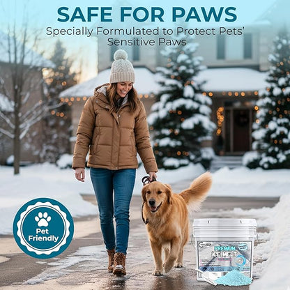Ice Melt for Snow Pet Friendly - Fast Acting Magnesium Chloride Ice Melt Salt, Snow Salt 45lb Bucket with Scoop