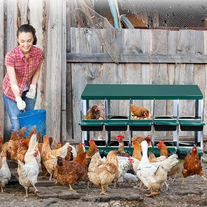Nesting Boxes for Chickens - 10 Compartment Metal Roll Away Chicken Laying Boxes with Leg, Lid Cover, Protect Eggs, Easy Egg Collection, Chicken Nesting Box for Chicken Coop
