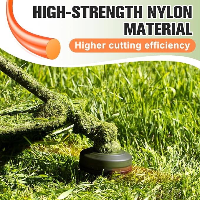 String Trimmer Line .080", 445 Feet Weed Eater String, Round Trimmer Line for Universal Replacement, Orange Premium Nylon String Trimmer Line for Light Grass&Weeds