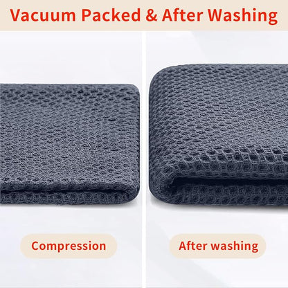 Homaxy 100% Cotton Oversized Waffle Weave Kitchen Towels, 3-Pack, Dark Grey | 20 x 28 Inches, Ultra Soft Absorbent Dish Towels, Quick Drying Large Cleaning Towels