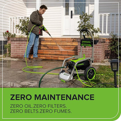 Greenworks Pro Brushless 3000 PSI (CSA Certified) 2.0 GPM Max / 1.1 GPM Electric Pressure Washer (Foldable Handles, Rugged Steel Frame, 25 FT Hose, 35 FT GFCI Power Cord)
