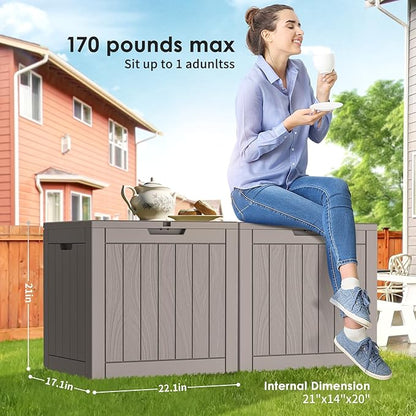 30 Gallon Outdoor Storage Box – Resin Deck Box with Lockable Lid, Waterproof Patio Furniture Storage for Tools, Garden & Yard Organization
