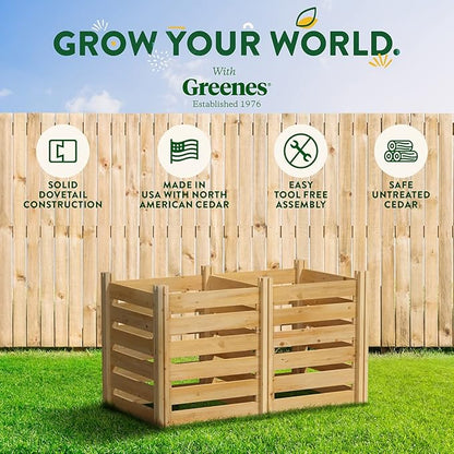 Greenes Fence Cedar Wood Composter, 24" W x 48" L x 31" H / 154.6 Gallons - Made in USA with North American Cedar