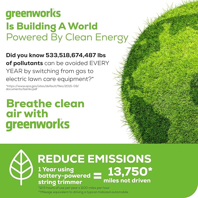 Greenworks 80V 16" Carbon Fiber Brushless Cordless String Trimmer - 2-Mile Fence Line & Driveway Edging Pro, 2.0Ah Battery/Charger Included, 23% Lighter vs Gas Trimmers