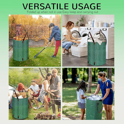 200L leaf Collector Bag, Shoulder Strap, and Drawstring – Reusable Yard Garden Bag for Leaves and Lawn Trash, Perfect for Leaf Removal, Yard Clean-Up (Without lid, 48 Gallon)