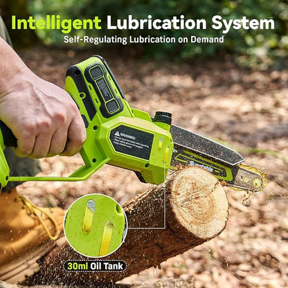 Electric Pole Saws for Tree Trimming, 6" & 8" Mini Chainsaw Cordless with Extension Pole & 2x4Ah Batteries, 20V Pole Chain Saw Battery Powered, Max Reach 16 Ft, Tree Trimmer Limb Branch Cutter Pruner