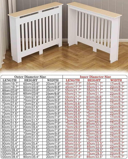 Modern Radiator Covers Wall Heater Cover Cabinet Shelf Bathroom Floor Radiator Shelve, Hide Cluttered Pipes/Easy to Install, Suitable for Household Living Room, White(35.4" Lx35.4 Hx9.8 W)
