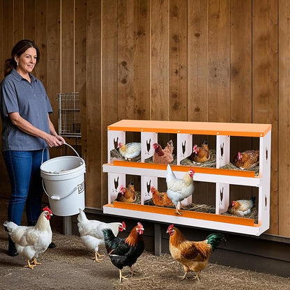 Chicken Nesting Box,8 Compartments Galvanized Steel Metal Chicken Laying Box with Roll Out Egg Collection,Wall Mount Chicken Nesting Boxes,Easy Egg Collection, Hen Roosting Boxes