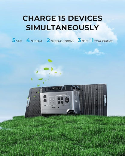 OUKITEL P5000 Pro 3600W Solar Generator with 400W Panel, 5120Wh Solar power station with 5 AC Outlets (6000W Peak), 1800W Fast Charging, Emergency Battery Backup for Home, RVs