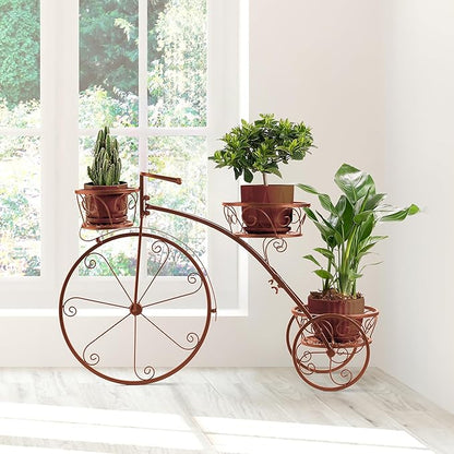 Sorbus Tricycle Plant Stand - Flower Pot Cart Holder - Ideal for Home, Garden, Patio - Great Gift for Plant Lovers, Housewarming, Mother’s Day - Parisian Style (Bronze)