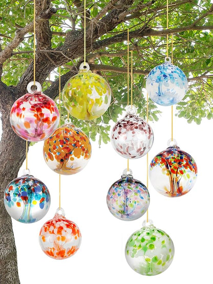 Dale Tiffany Hand Blown Glass, 6" Diameter Enchanted, Tree of Life Collection, Witch Globe Hanging Garden Indoor/Outdoor Decorative Ornament Gazing Ball