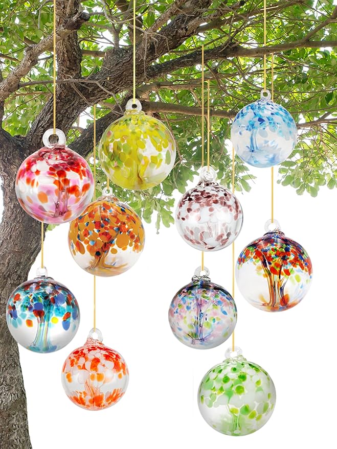 Dale Tiffany Hand Blown Glass, 8" Diameter Nova, Tree of Life Collection, Witch Globe Hanging Garden Indoor/Outdoor Decorative Ornament Gazing Ball