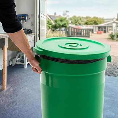 20 Gallon Trash Can With Lid Round Ingredient Storage Containers Recycling Bin Kitchen Garbage Can Office Garbage Can Trash Barrel Plastic Barrel Yard Waste Bin Outdoor Trashcan (10, Green)