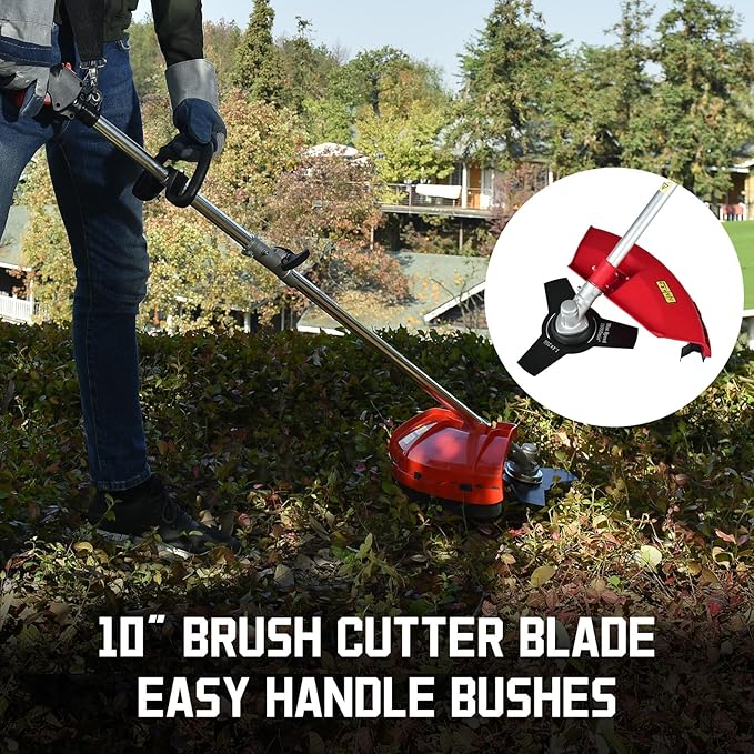 PowerSmart 25.4cc Gas Weed Wacker, String Trimmer/Edger 16-Inch with 10-Inch Brush Cutter for Grass Cutting