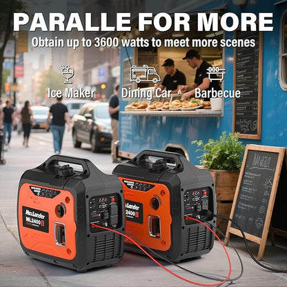 MAXLANDER 2400-Watt Portable Inverter Generators, 120V Quiet Outdoor Generator, Small Generator for Camping Outdoor Emergency Power Backup, Gas Powered Engine, ECO Mode, EPA Compliant