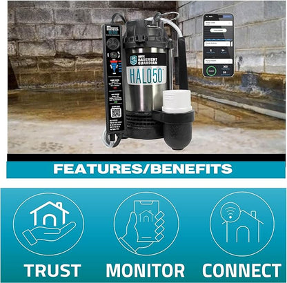 WAYNE - 1/2 HP Basement Guardian HALO50 - Up to 5,100 Gallons Per Hour - Digitally Connected Sump Pump
