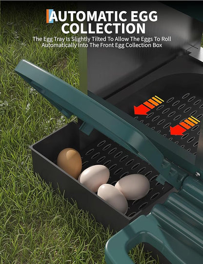Chicken Nesting Boxes, 3 Hole Metal Rollaway Nest Box for Laying Hens with Cleanable Pull-Out Trays Wall Mount or Placed Design for Easy Egg Collection & Cleaning(Includes Legs)