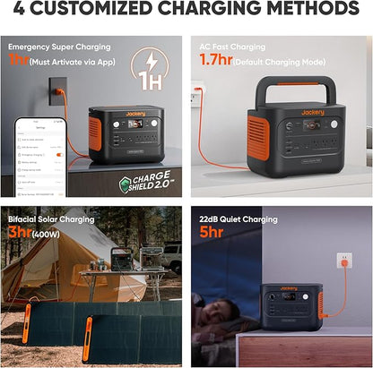 Jackery Solar Generator 1000 v2 with 2x100W Solar Panel,1070Wh Portable Power Station LiFePO4 Battery,1500W AC/100W USB-C Output,1Hr Fast Charge for Outdoor,Off-Grid Living,RV,Emergency