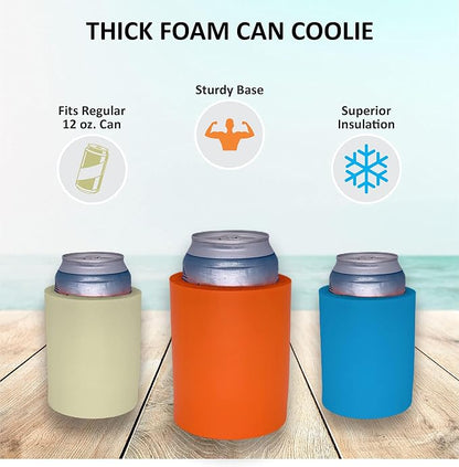Blank Thick Foam Old School Can Cooler (Variety Color 6 Pack)