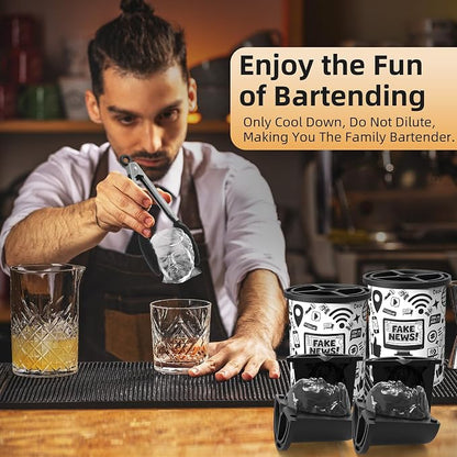 Clear Ice Ball Maker, Stainless Steel Clear Ice Cube Mold for Whiskey | Creates Crystal-Clear Round Ice Balls with Easy Release Silicone Mold, for Whiskey, Bourbon, Cocktails and Home Bar Drinks