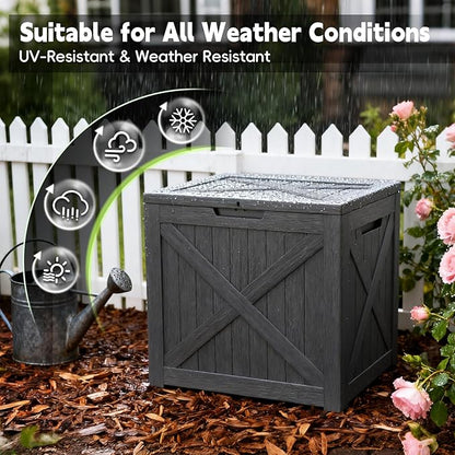 Outdoor Storage Box, Deck Box Waterproof 35 Gallon, Resin Outside Storage, Storage Bin for Package Delivery, Patio Furniture Cushion, Pool Accessories, Weatherproof and UV Resistant, Black