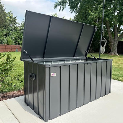 PURPLE LEAF Outdoor Deck Box 100 Gallon Waterproof Lockable Storage Box Container with Lid Deck Organization for Patio Cushions Side Table Pool Accessories Garden Tools, Gray