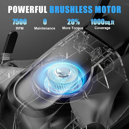 AZZUNO 8.3" Electric Cordless Lawn Mower: 20V Push Brush Cutter with 3-Position Height Adjustment, Brushless Compact Walk Behind Weed Wacker Eater for Small Garden Yard, 4.0Ah Battery and Charger