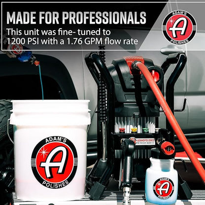 Adam's Pro Series Electric Pressure Washer 2.0 - Professional Powerful Detailing Car Washing Pressure Sprayer That Includes Snub Nose, Wall Mount & Pressure Washer Tips | 1200 PSI & 1.76 Operating GPM