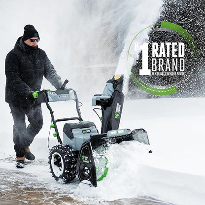 EGO Power+ 28" Electric Snow Blower, Cordless Self-Propelled 2-Stage, Includes (2) 56 V 12.0Ah Batteries and Dual Port Charger - SNT2807