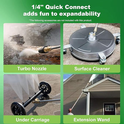 5000PSI Electric Pressure Washer with 33FT Hose 4.0GPM Power Washers Electric Powered Professional High Pressure Cleaner Machine, Foam Cannon, 4 Tips, powerwashers for Home Cars, Green