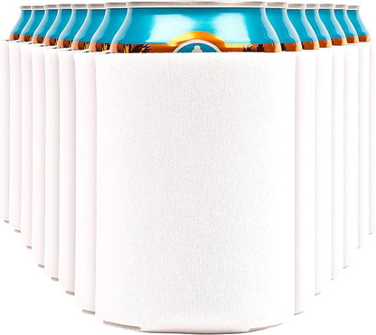Blank Beer Can Coolers Sleeves (30-Pack) Soft Insulated Beer Can Cooler Sleeves - HTV Friendly Plain Can Sleeves for Soda Beer Cans & Bottles - Blanks for Vinyl Projects Wedding Favors & Gifts (White)
