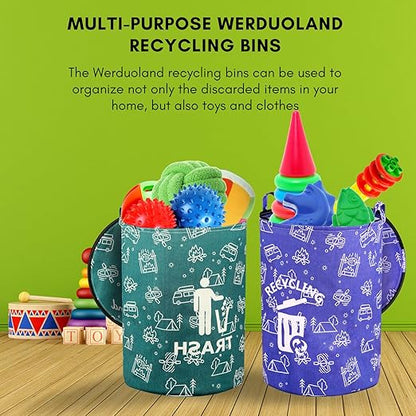 1 Pcs 30 Gallon Collapsible Trash Can Portable Waterproof Reusable with Zippered Lid for RV's, Camping, Recycling, Yard Waste, Leaf Bag, Children Toy Bin (Trash)
