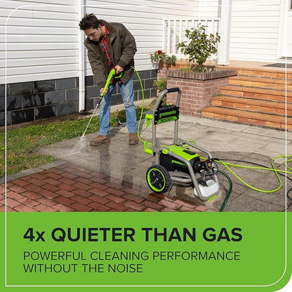 Greenworks Pro Brushless 3000 PSI (CSA Certified) 2.0 GPM Max / 1.1 GPM Electric Pressure Washer (Foldable Handles, Rugged Steel Frame, 25 FT Hose, 35 FT GFCI Power Cord)