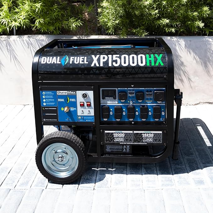DuroMax XP15000HX 15,000-Watt Dual Fuel Portable Generator - Gas & Propane, Remote Electric Start, Whole Home Power Backup, Transfer Switch Ready, RV & Emergency Ready