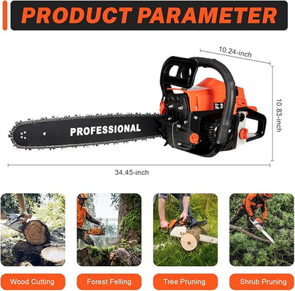58cc Gas Chainsaw, 20 Inch Gas Powered Chainsaws with Tool Bag, 3.6HP 2-Cycle Handheld Cordless Petrol Gasoline Chain Saw for Cutting Tree Wood Trimming Garden Farm
