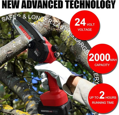 BEST Mini Chainsaw 6 Inch, Gardtech Cordless Portable Electric Chain Saw Handheld Electric Chainsaws with 2025 Upgraded 4 Chains 2 Batteries Good for Olders, DIYer, Gardeners Continuously 2 Hours Work