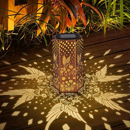 2 Pack Hummingbird Solar Lanterns Outdoor Waterproof - Birthday Gifts for Women, Men, Mom, Solar Lights Outdoor Hanging Garden Decor for Outside, Patio, Outdoor, Yard, Lawn, Balcony