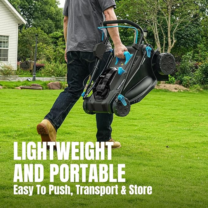 40V 18 inch Lawn Mower Cordless, Brushless Push Lawn Mower with 6-Position Cutting Height Adjustment, 2x4.0Ah Battery & Dual Charger Included