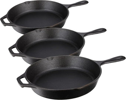 Lodge 8 Inch Pre-Seasoned Cast Iron Stamped Skillet - Signature Teardrop Handle - Use in Oven, on Stove, on the Grill, or Over a Campfire - Deer (Pack of 3)
